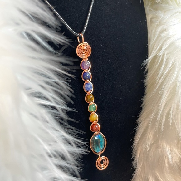 Hand Crafted Jewelry - HAND CRAFTED Chakra Necklace Pendant Copper Wire Wrap
